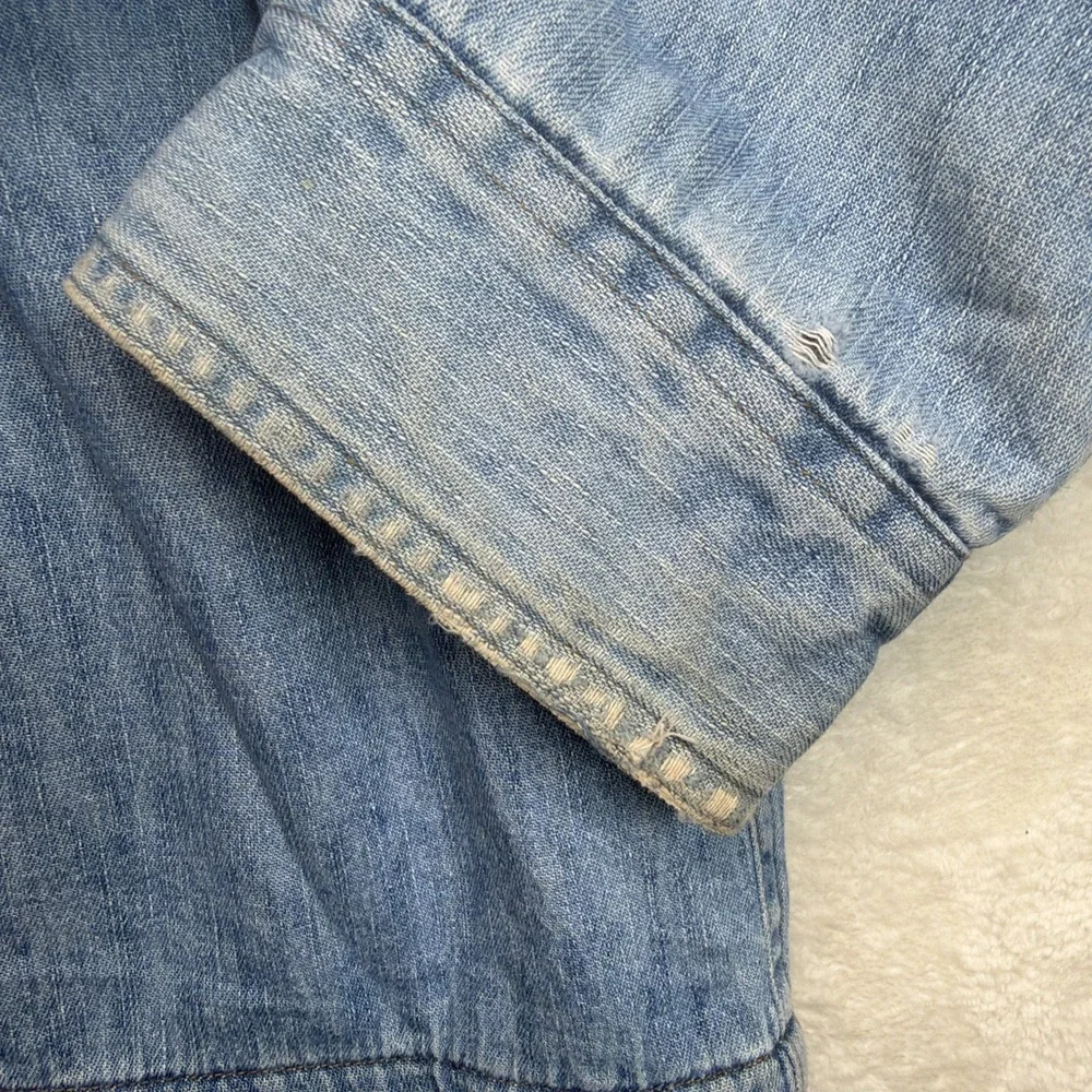 St John's Bay Men's Denim Fleece Lined Shirt Jacket Blue Workwear Large